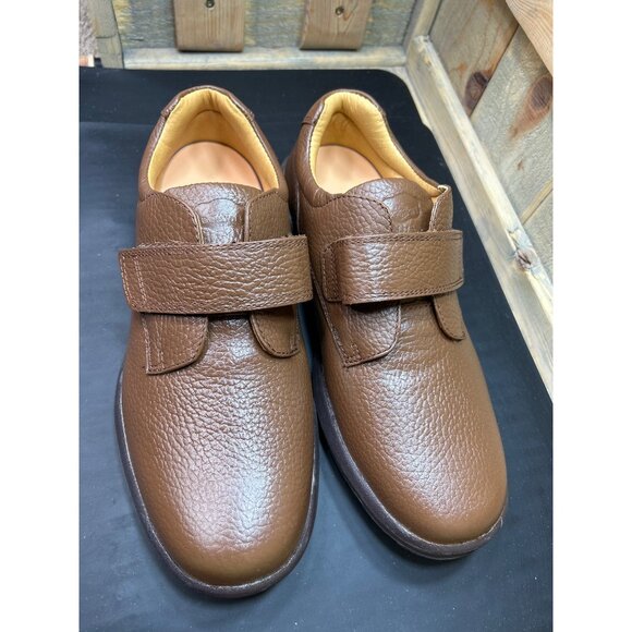 Dr Comfort Brown Leather Hook & Loop Shoes Men’s 10.5W Comfort Fit Durable Sole main image 6